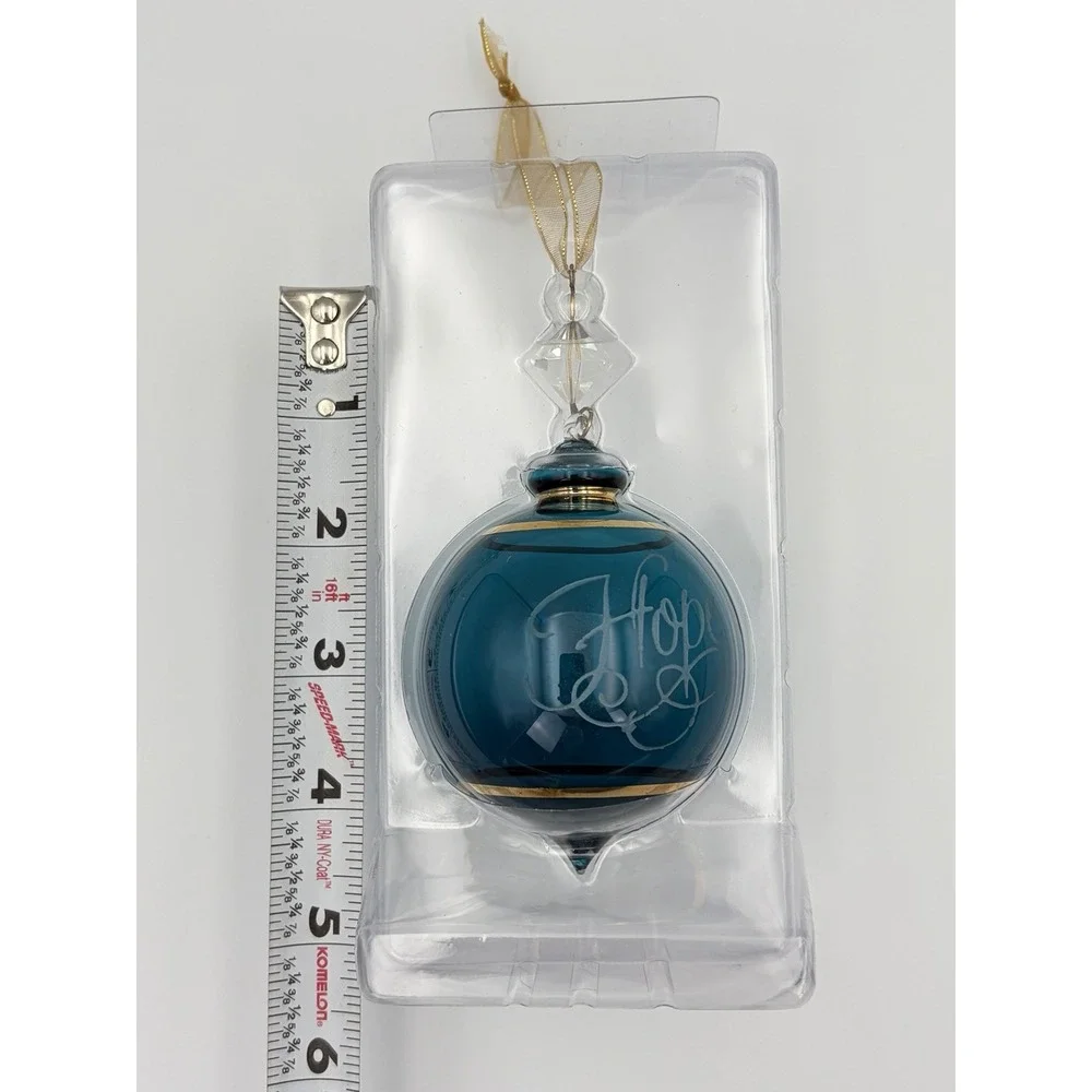 Hallmark Keepsake Ornament Perfect Harmony Etched Glass Blue Gold 2002 Vintage